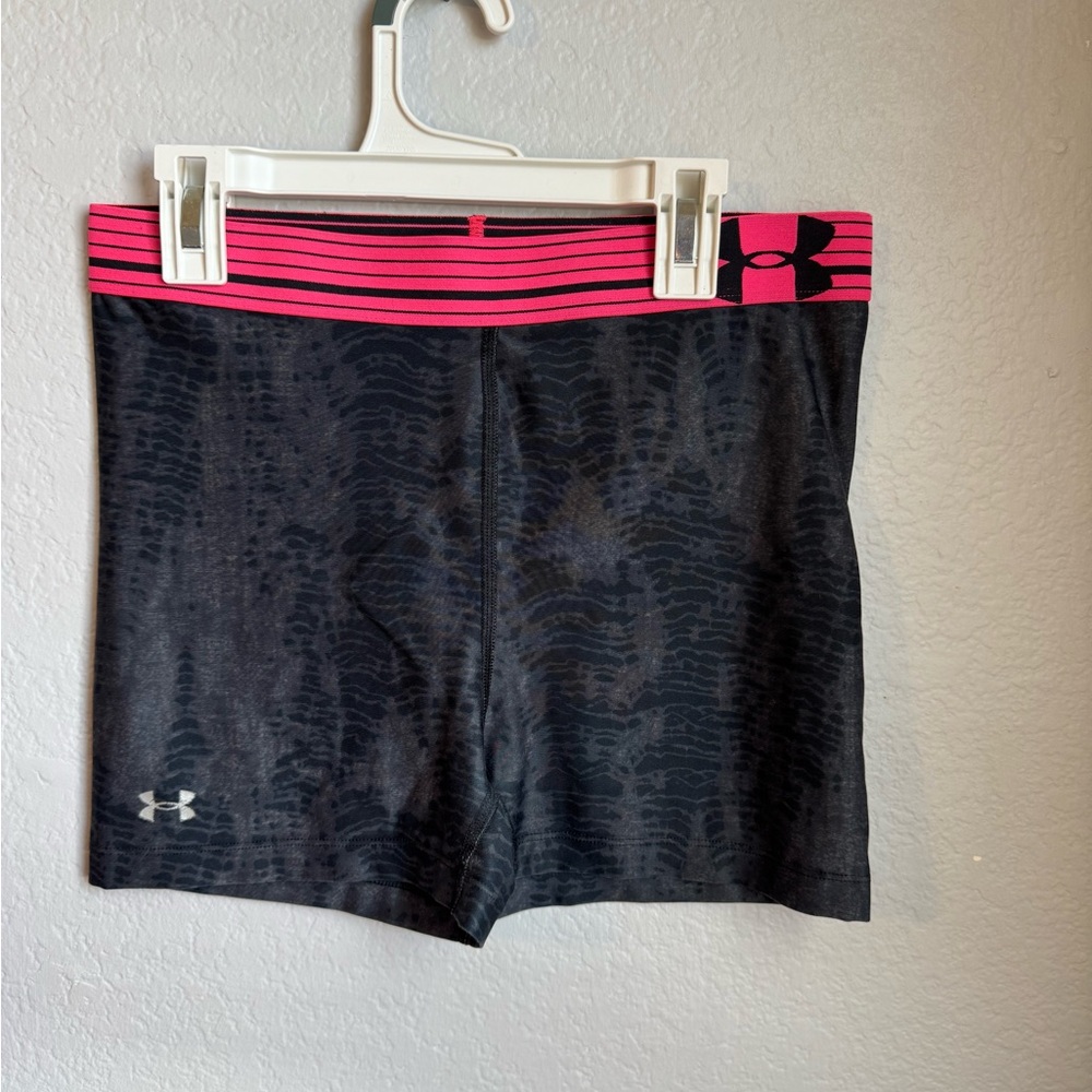 Under Armour Women's Black Shorts with Pink Waistband